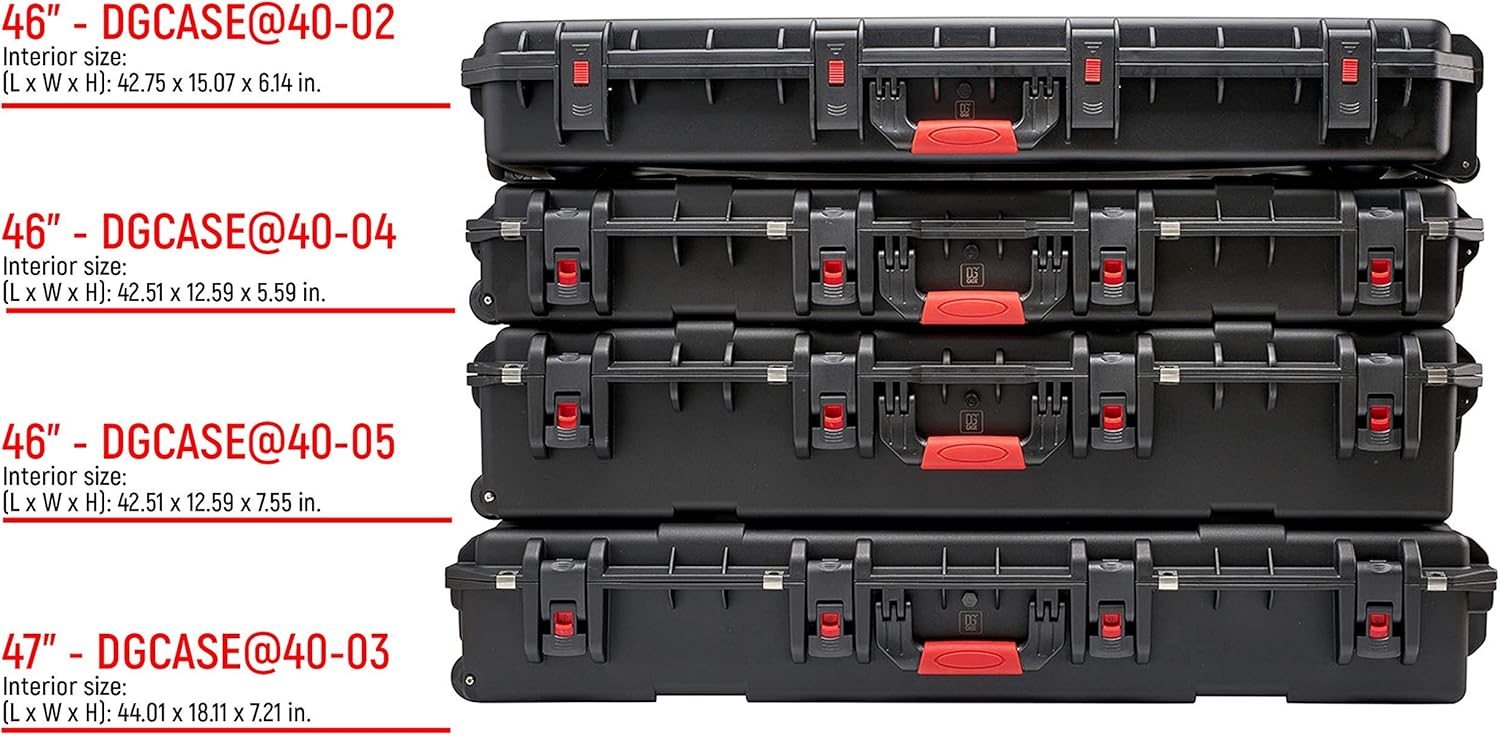 DGS Rifle Case with Wheels - Long Lockable and Airline Approved Hard Case - Waterproof & Crushproof Hard Protector Gun Case with Foam (Black) by DGCASE