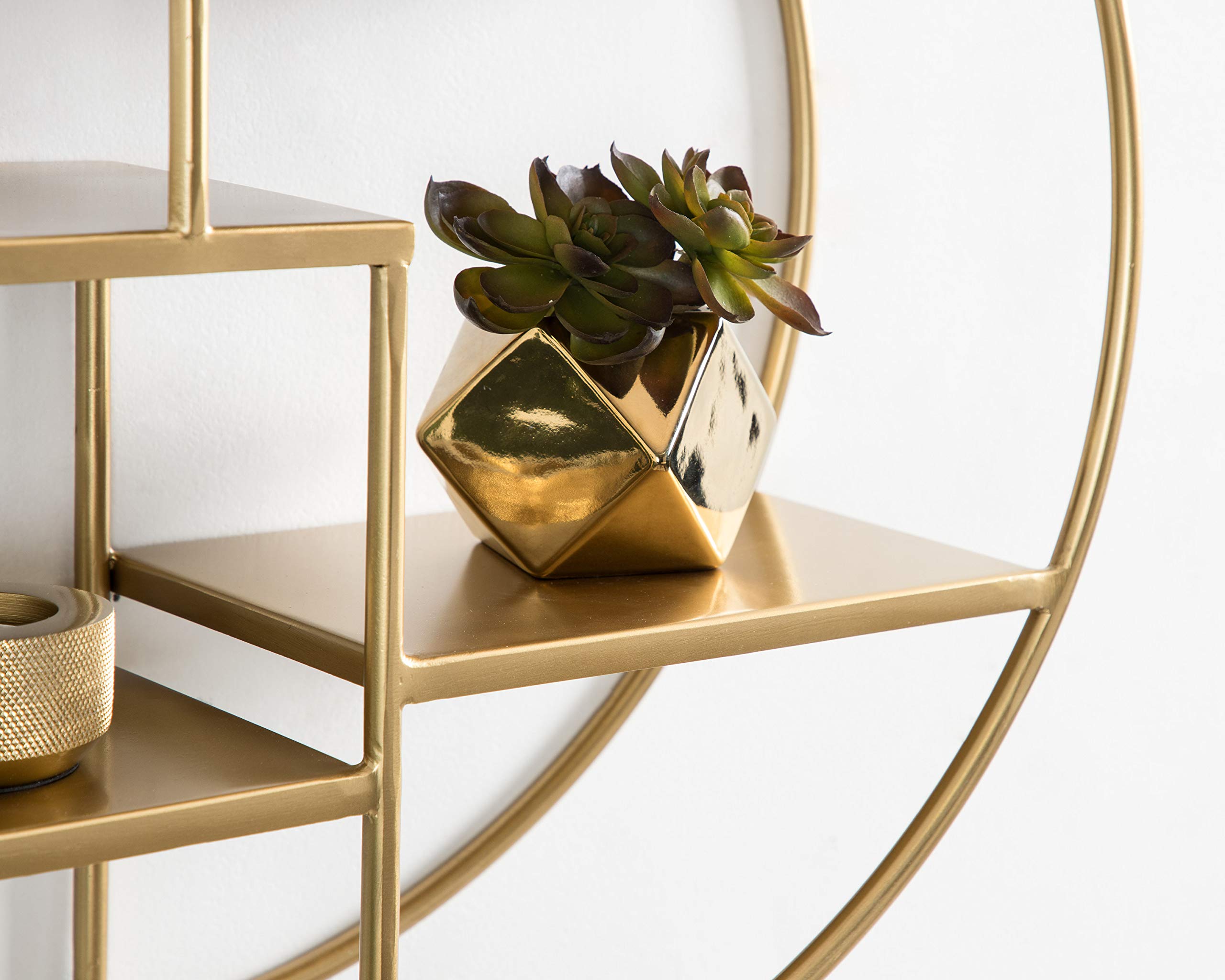 Amazon.com: Kate and Laurel Saphira Modern Round Wall Shelf, 20 x 20 x 6,  Gold, Floating Glam Metal Shelf for Storage and Display : Home & Kitchen