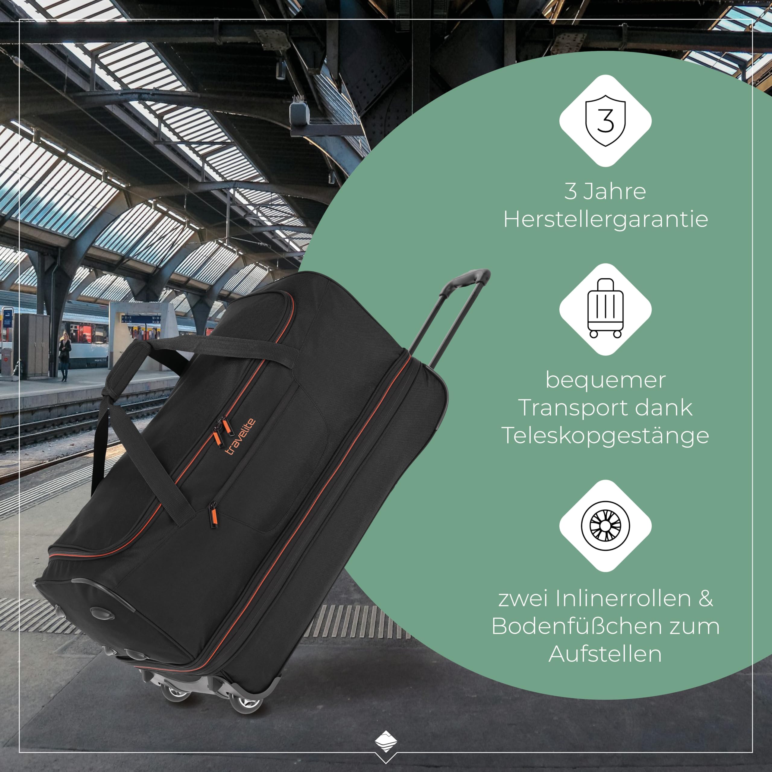 Travelite Trolley Reisetasche mit Rollen groß 70 cm 98-119 Liter erweiterbares Volumen