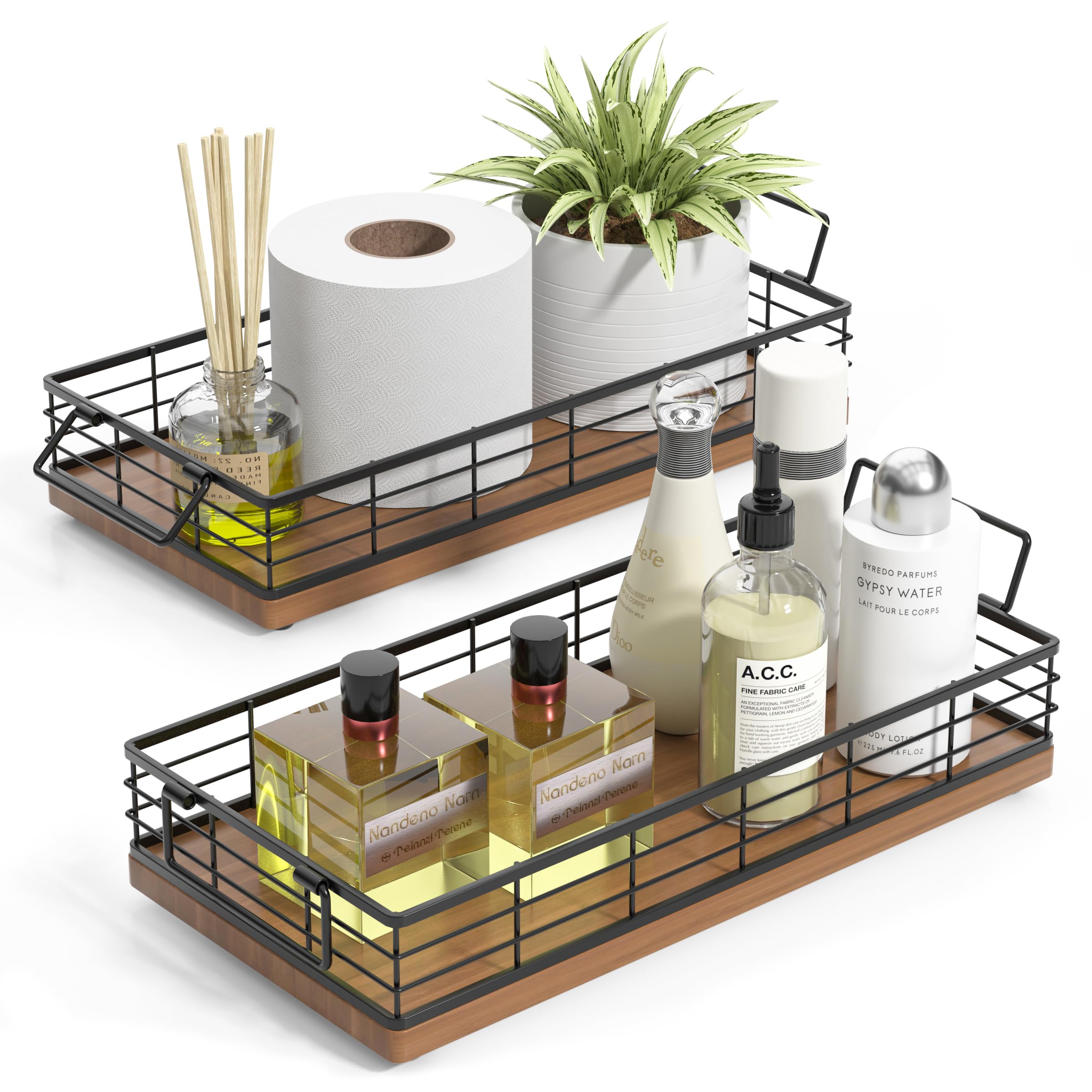 JNFUZ Toilet Paper Basket, 2PCS 13 Inch Bathroom Tank Tray Top of Toilet Storage Toiletries Organizer for Bathroom, Living Room and Kitchen