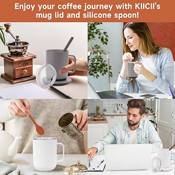 1 Pack 14oz Ember Mug Replacement Lid with 1 Pack Silicone Coffee Spoon, Set of 2, Cup Lid for 14oz Ember Temperature Control Smart Mug 2 with Espresso Spoon, Coffee Accessory, Holiday Gift