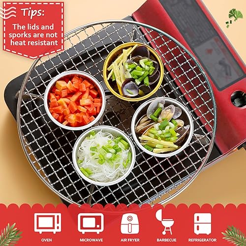 Miniatura 5 de LNYZQUS Moldes para magdalenas de 5 onzas, paquete de 100 unidades, mini tazas de aluminio para hornear pasteles con tapas de cúpula, forros