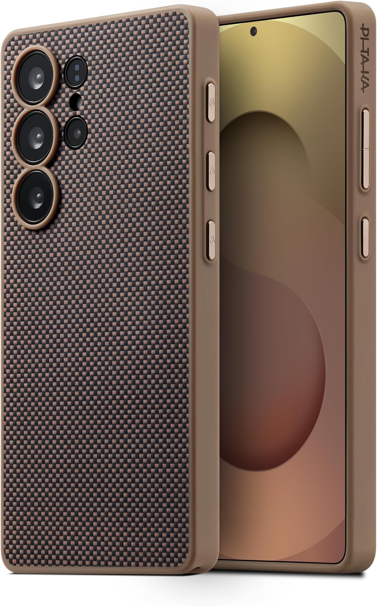 pitaka for Samsung Galaxy S25 Ultra Case, 6.8 Inch, Compatible with MagSafe, Protective S25 Ultra Case, 1500D Aramid Fiber Made [PinButton Case] Black/Gold