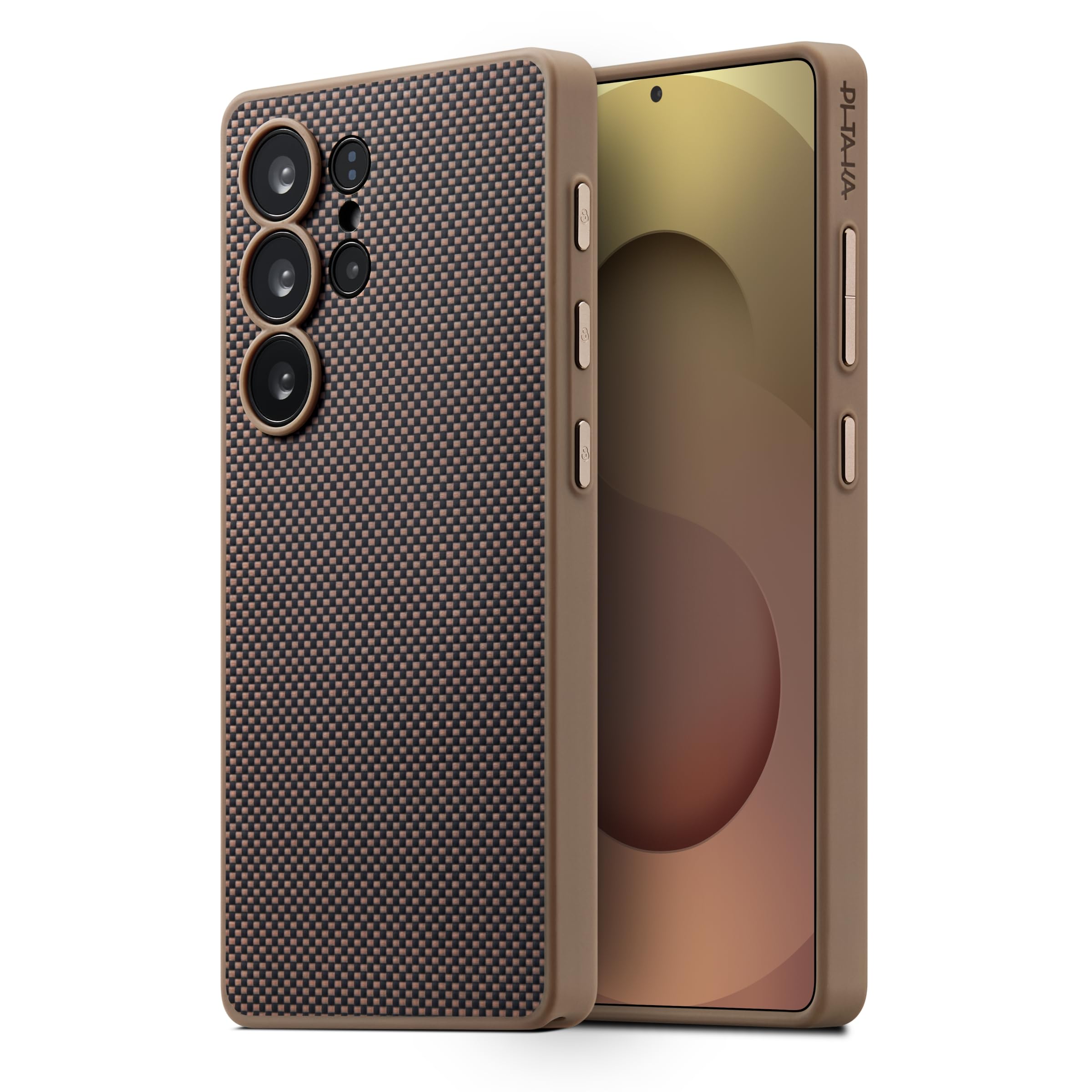 pitaka for Samsung Galaxy S25 Ultra Case, 6.8 Inch, Compatible with MagSafe, Protective S25 Ultra Case, 1500D Aramid Fiber Made [PinButton Case] Black/Gold
