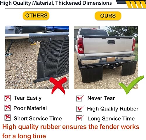 Miniatura 6 de Aletas de barro montadas en enganche de 2 pulgadas, 00108 resistentes aletas de lodo ajustables en altura y ancho, aletas de barro de protección de