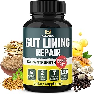Gut Repair Supplement - 120 Capsules - L-Glutamine, Slippery Elm Bark, Marshmallow, Licorice, Turmeric, Fenugreek
