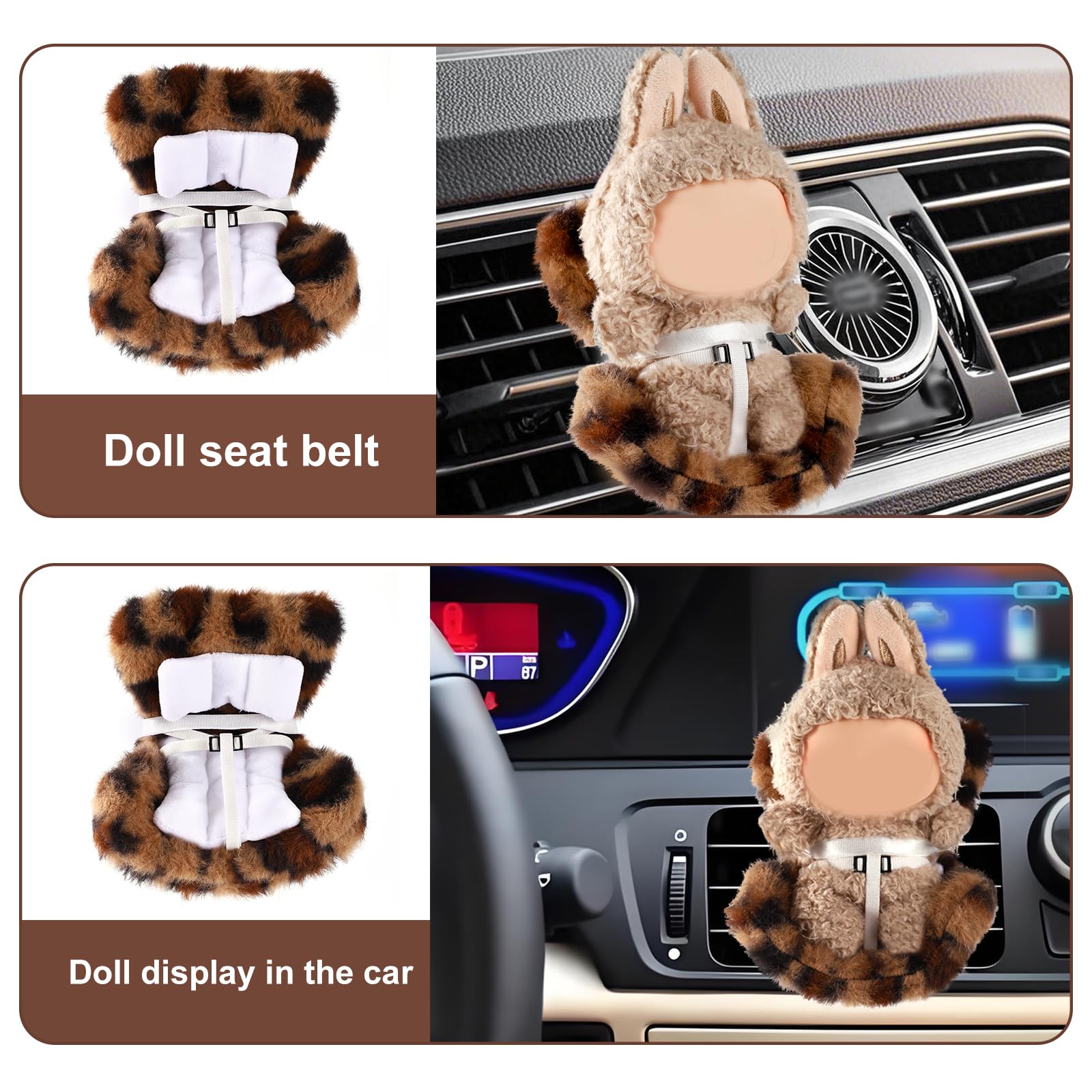 Asiento De Coche Para Muñecas – Con Cojín De Felpa Y Clip Para Rejilla De Ventilación, Para Muñecas De 10-17 Cm