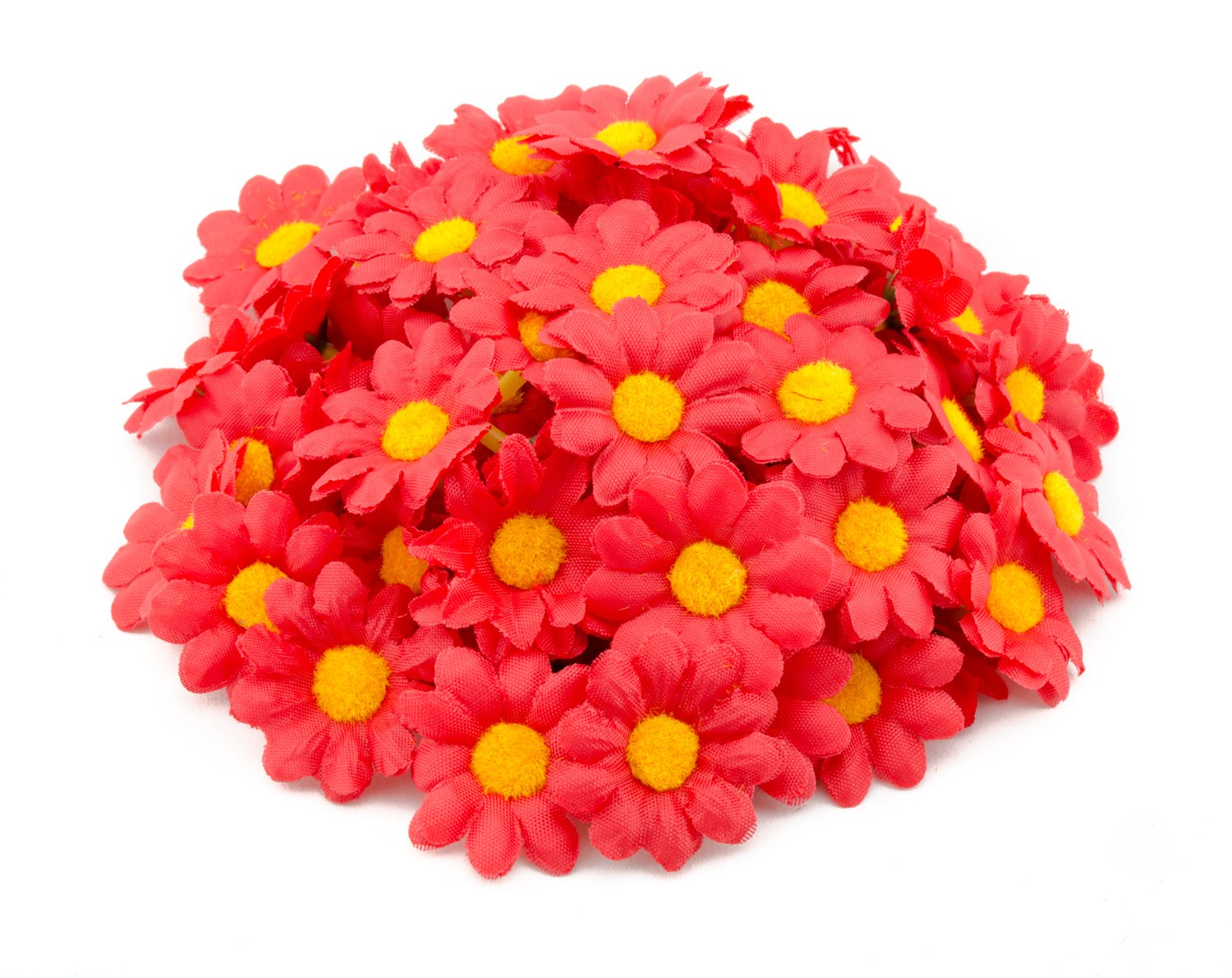 AKORD Artificial Gerbera Daisy Flowers Heads for DIY Wedding Party, Red, 0.38 x 0.38 x 0.2 cm
