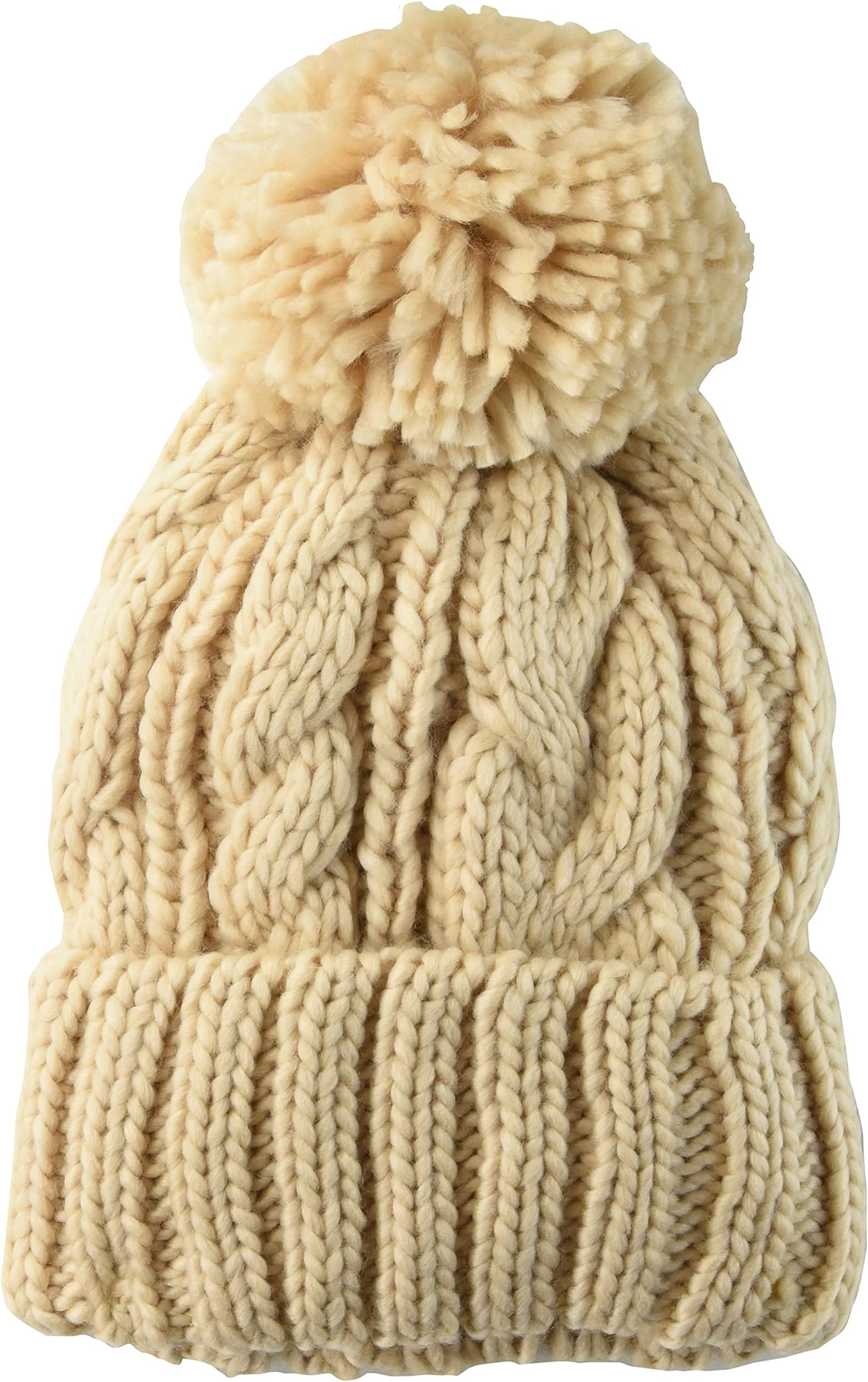 Amazon EssentialsWomen's Chunky Cable Beanie with Yarn Pom