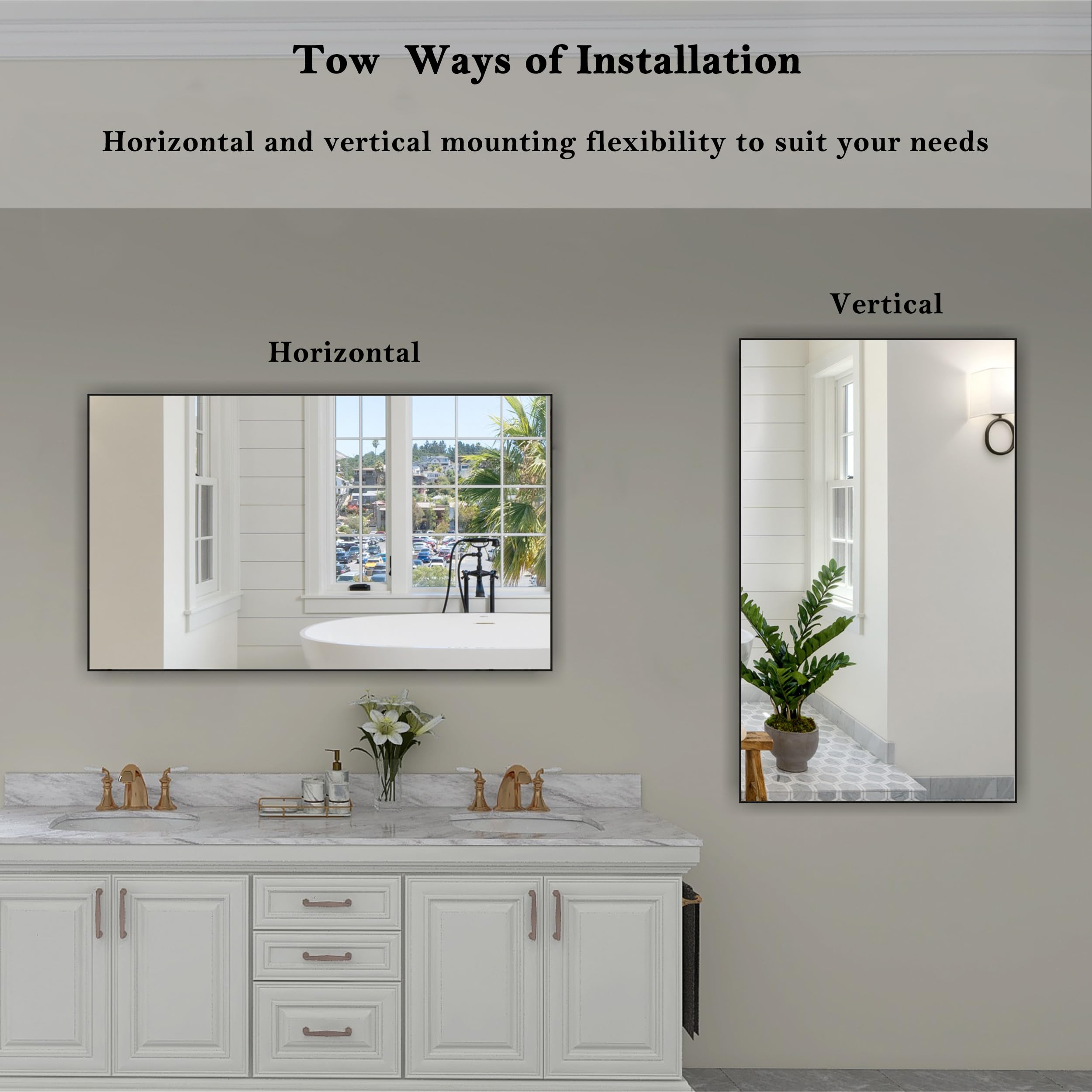 Amazon.com: ANYHI Rectangle Wall Mirror for Bathroom Entrace