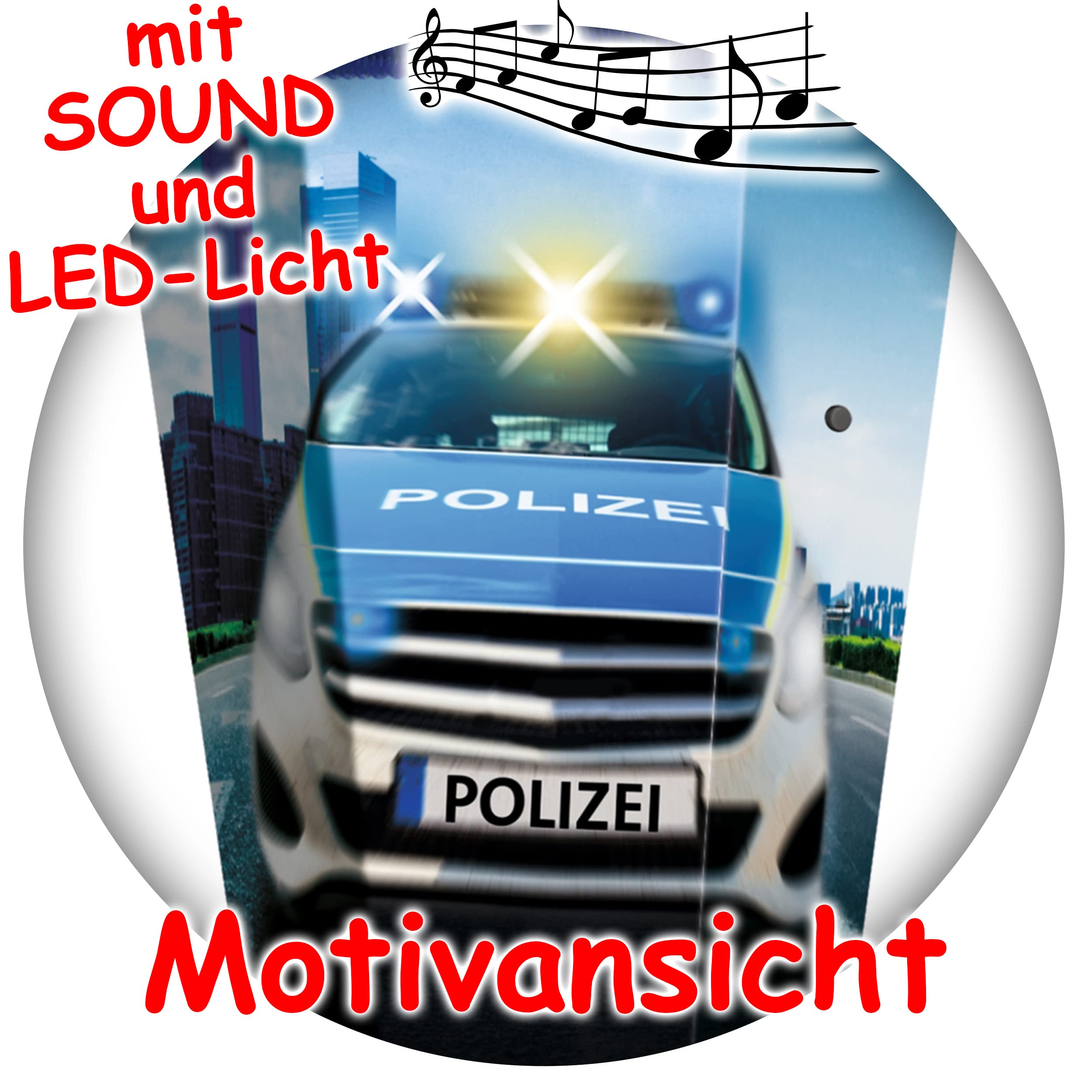 alles-meine.de GmbH mit Sound Modul & Licht + Glitzer Effekt ! Schultüte - Polizei Auto/Fahrzeug 70-100 cm Größe wählbar mit Holzspitze inkl. komplette Füllung + Bä..