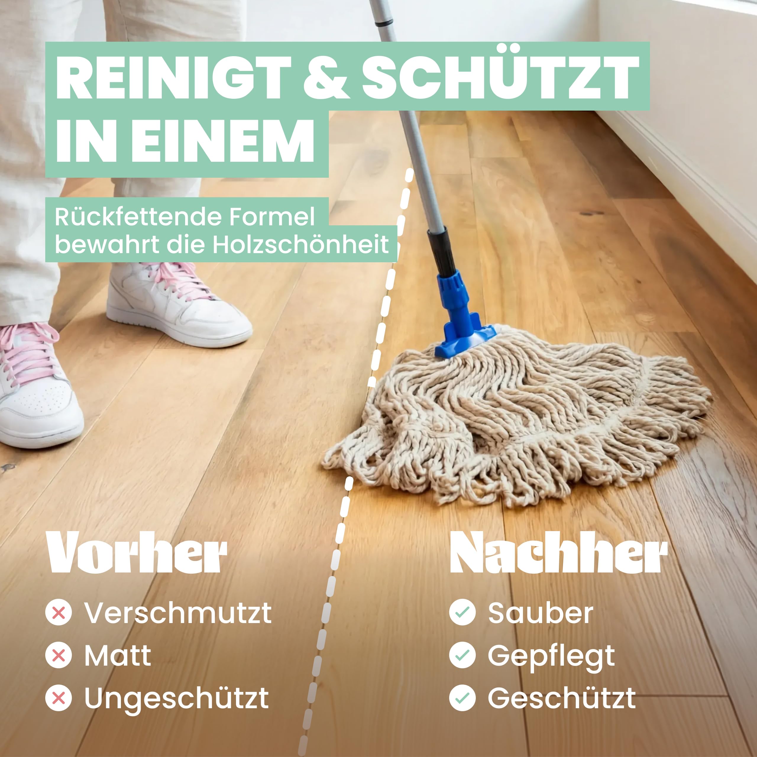 LIVN Holzbodenseife Natur 2,5L | Rückfettende Pflege & Reinigung, Für geölte Holz- & Korkböden, 200-400m² Ergiebigkeit, Made in Denmark