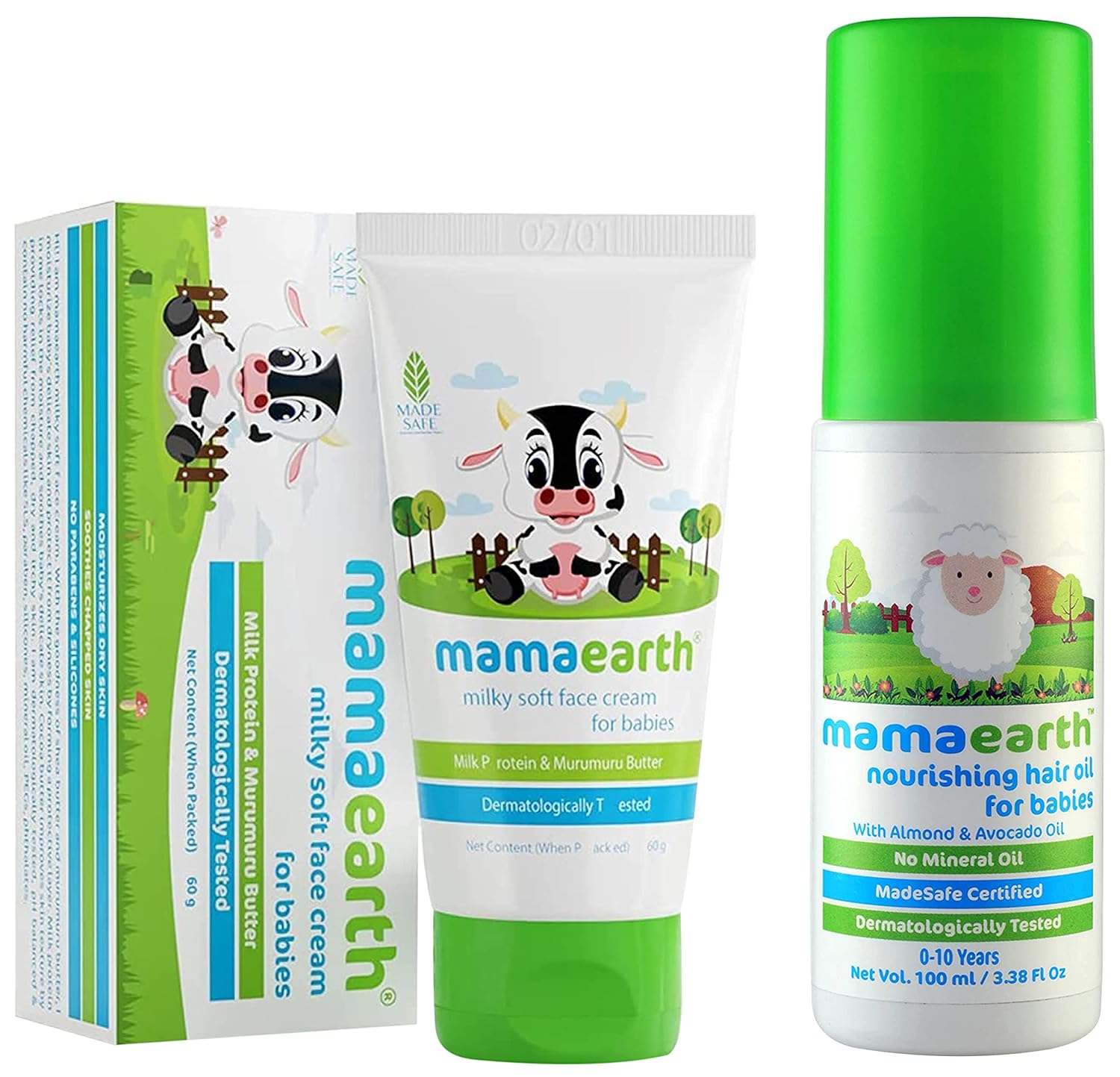 Mamaearth Milky Soft Natural Baby Face Cream for Babies 60mL & Nourishing Baby Hair Oil with Almond & Avocado, 100ml Mamaearth Milky Soft Natural Baby Face Cream for Babies 60mL & Nourishing Baby Hair Oil with Almond & Avocado, 100ml