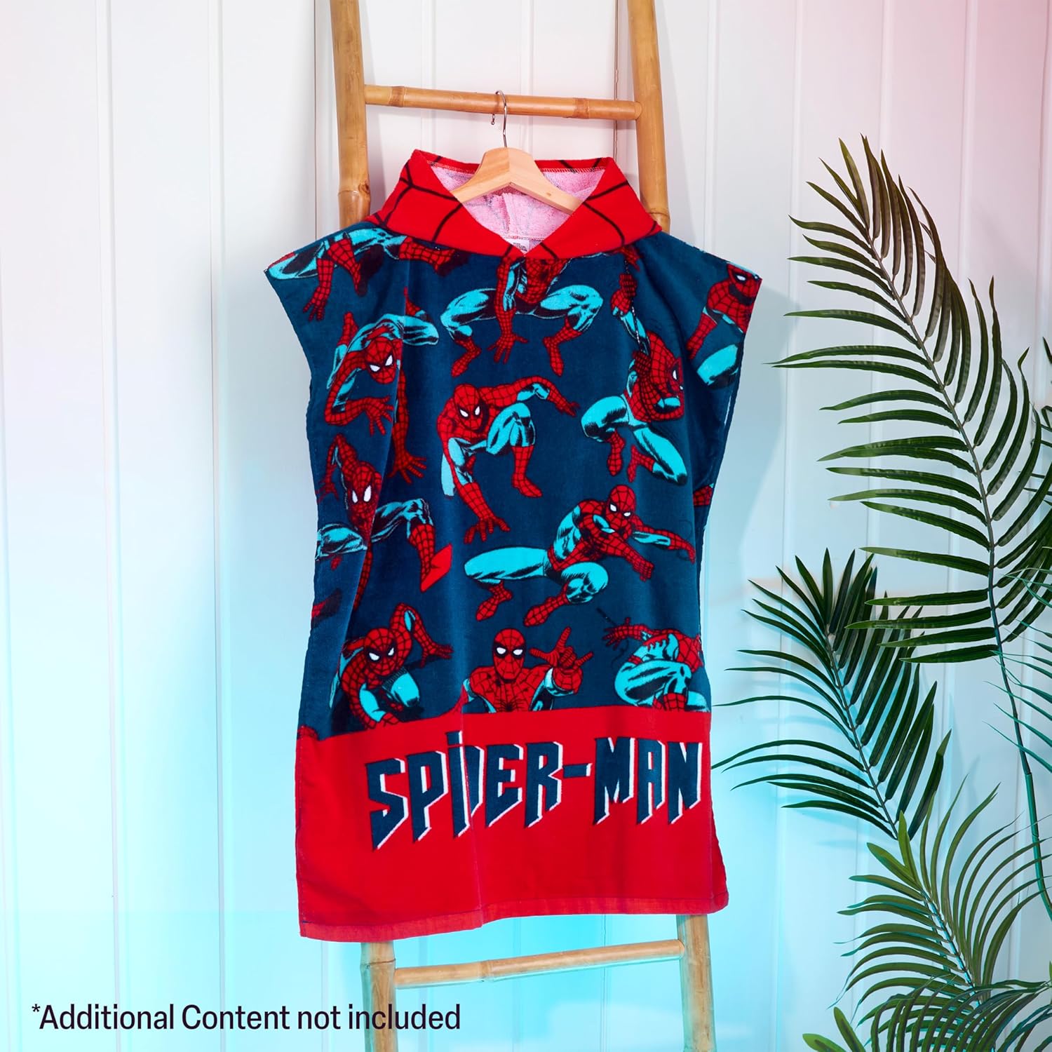 Marvel Spiderman Kids Changing Robe, Hooded Towel Poncho Boys Girls, Avengers Wearable Towel for Swim Surf, Gifts for Kids (Red/Blue Spiderman, 10-13 Years) - Image 2