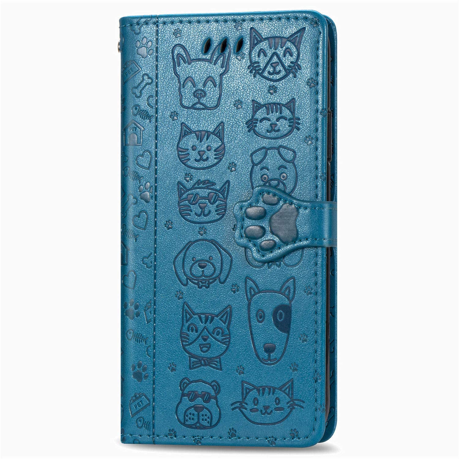 LEMAXELERS Custodia Portafoglio Per Huawei P30 Lite, Con Strass, Chiusura Magnetica, 3 Slot Carte, Gatto E Cane, Protezione Antiurto, Flip Cover Rosa Gatto