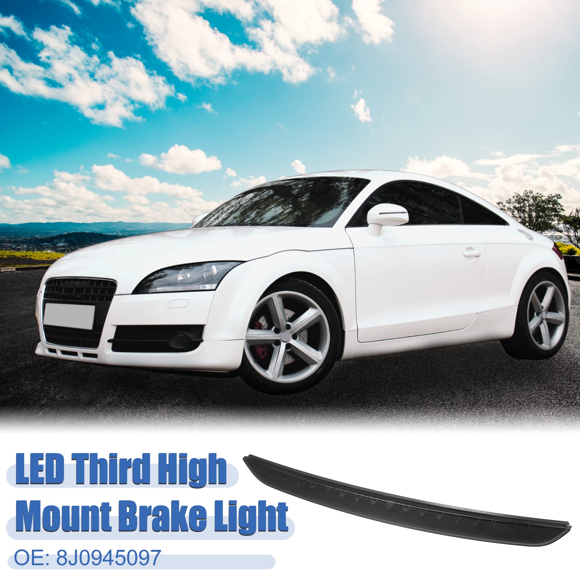 X AUTOHAUX High Level Third Rear Brake Stop Light 8J0945097 for Audi TT 2.0L A/T Quattro Base Convertible 2009-2011 2014-2015 Black