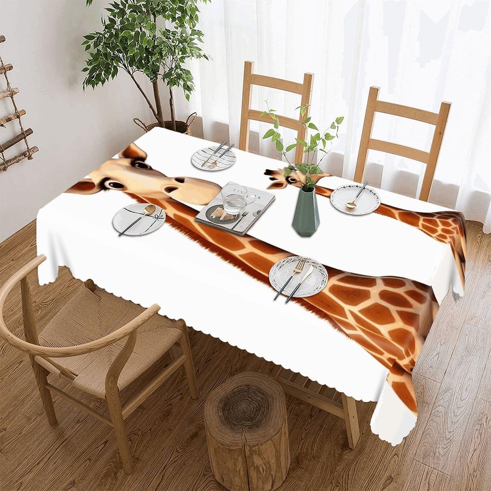 Fekiloot Style Giraffe Tablecloths Heavy Duty Washable Fabric,Birthday Tablecloth-Wavy Edge Design,Polyester Table Cloth For Restaurant,Picnic,Indoor And Outdoor Dining60 X120