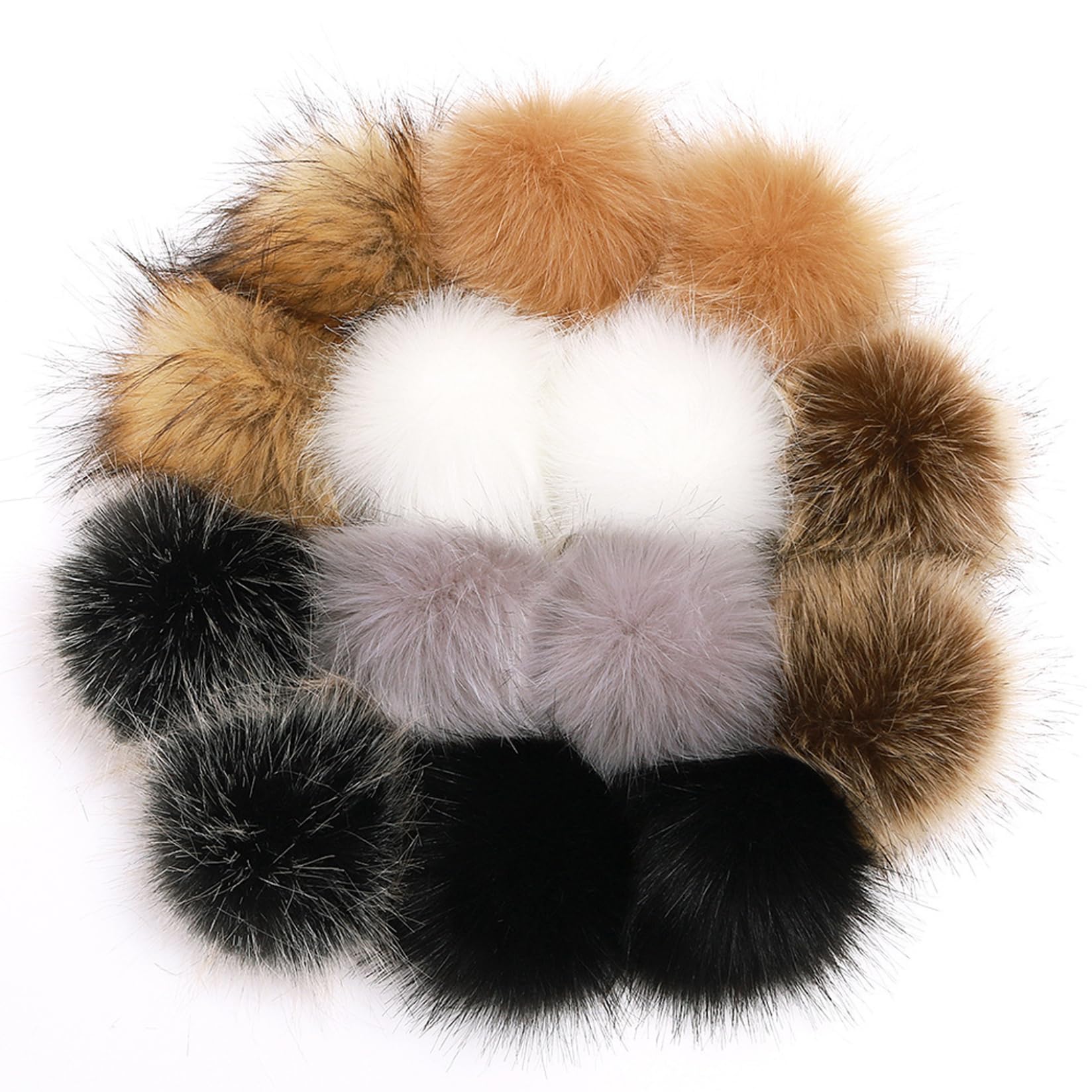14PCS Faux Fur Pom Poms for Hats, 3.9" Fluffy Balls with Elastic Loop