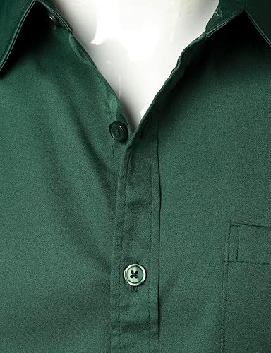 Vista 4 de ZEROYAA Camisa de vestir casual de manga corta con botones y bolsillo para hombre