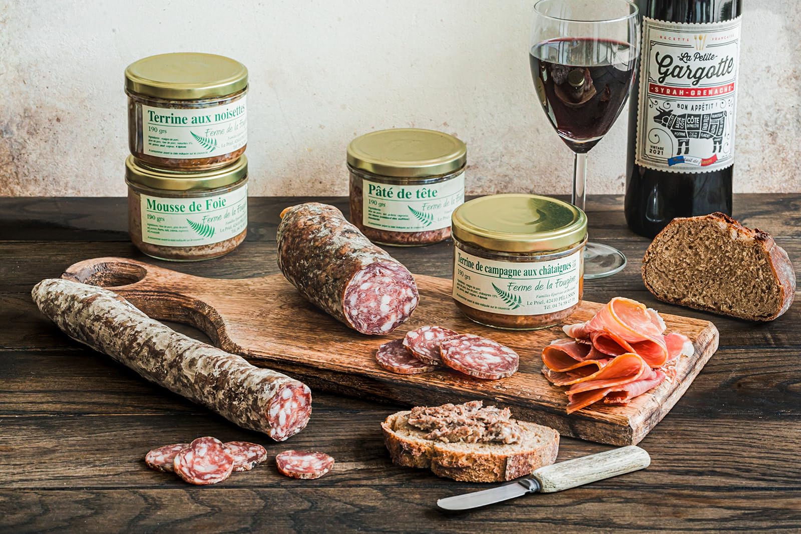 Saucisson sec de campagne Artisanal - Porc Francais - Sélectionné par vos Champions du Monde de Boucherie - 1 pièce 350g - Panier Gourmand Charcuterie - Idée Cadeau apéro