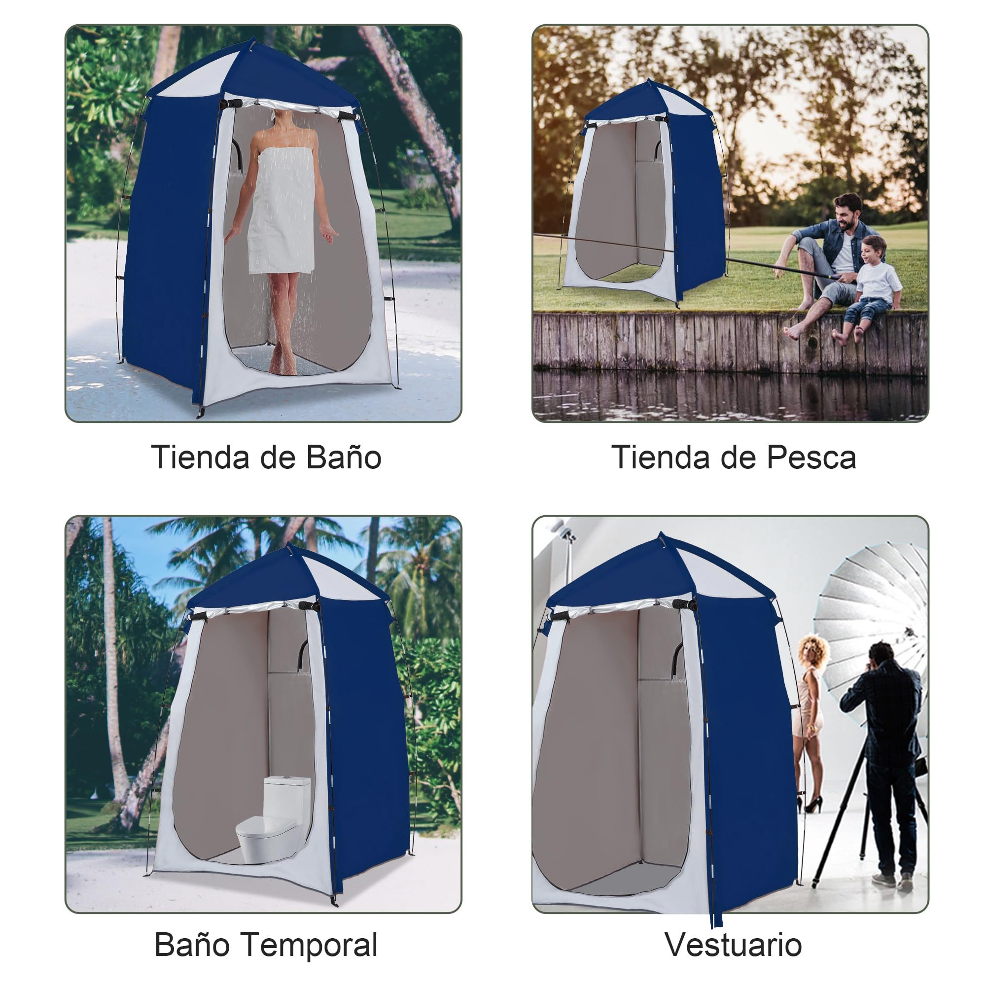 Outsunny Tienda de Ducha Camping Portátil UV25+ 123x121x198 cm