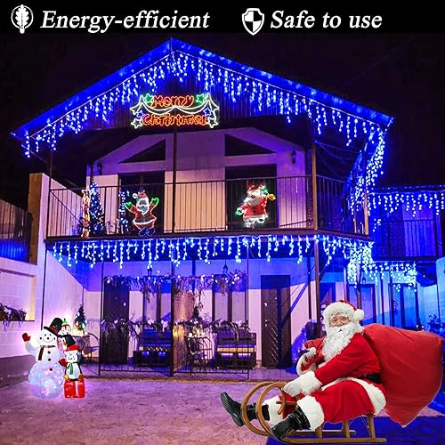 Miniatura 4 de Luces de Navidad para exteriores  99 pies 1216 luces LED de carámbano al aire libre  Enchufe 8 modos de luces parpadeantes para decoraciones de