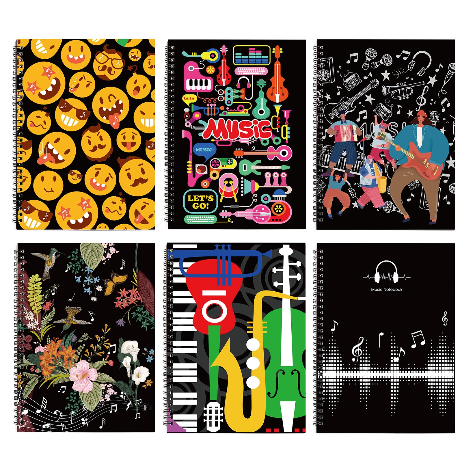 MAXCURY Blanko Noten Komposition Manuskript Personal Paper Art Music Notebook Black 100 Pages 26x19cm (Flora)