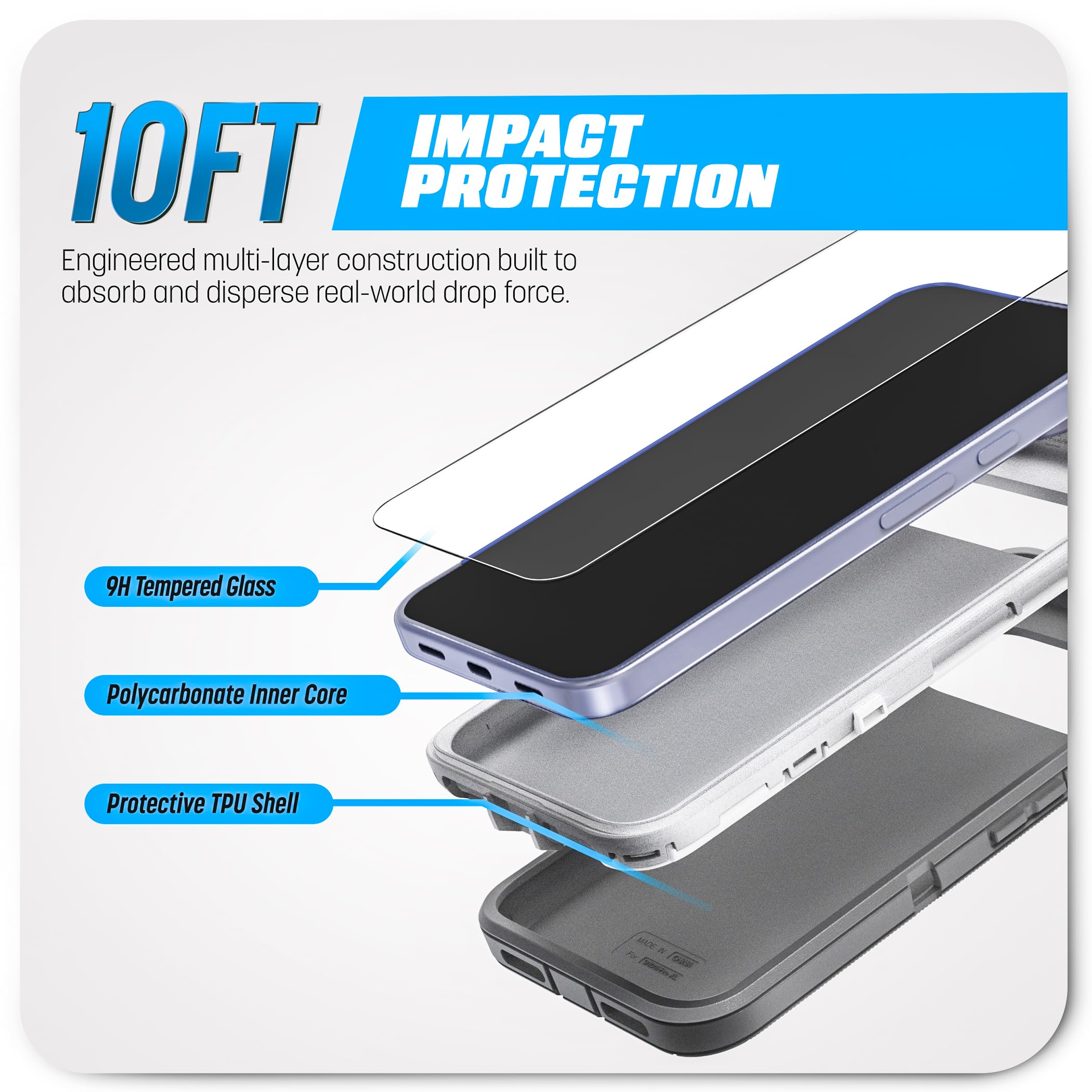 Encased Custodia magnetica per Google Pixel 11 Pro XL con clip da cintura | Protezione a doppio strato • Pellicola protettiva in vetro temperato • Compatibile con PixelSnap • Grigio