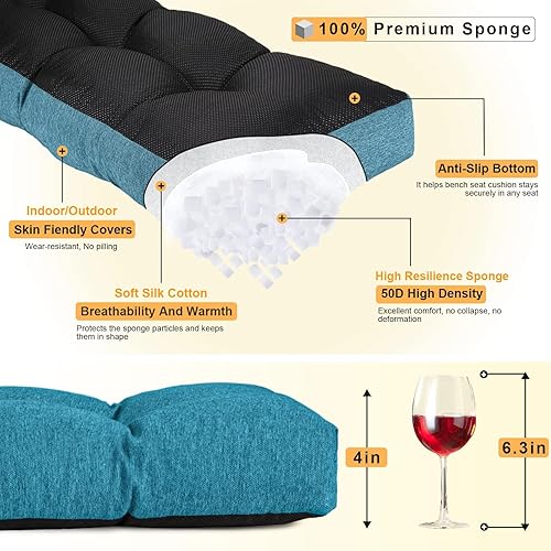 Miniatura 2 de Millsilo Cojín de banco personalizado para muebles de interior, cojín de banco suave antideslizante para cocina, comedor, cojín de banco de
