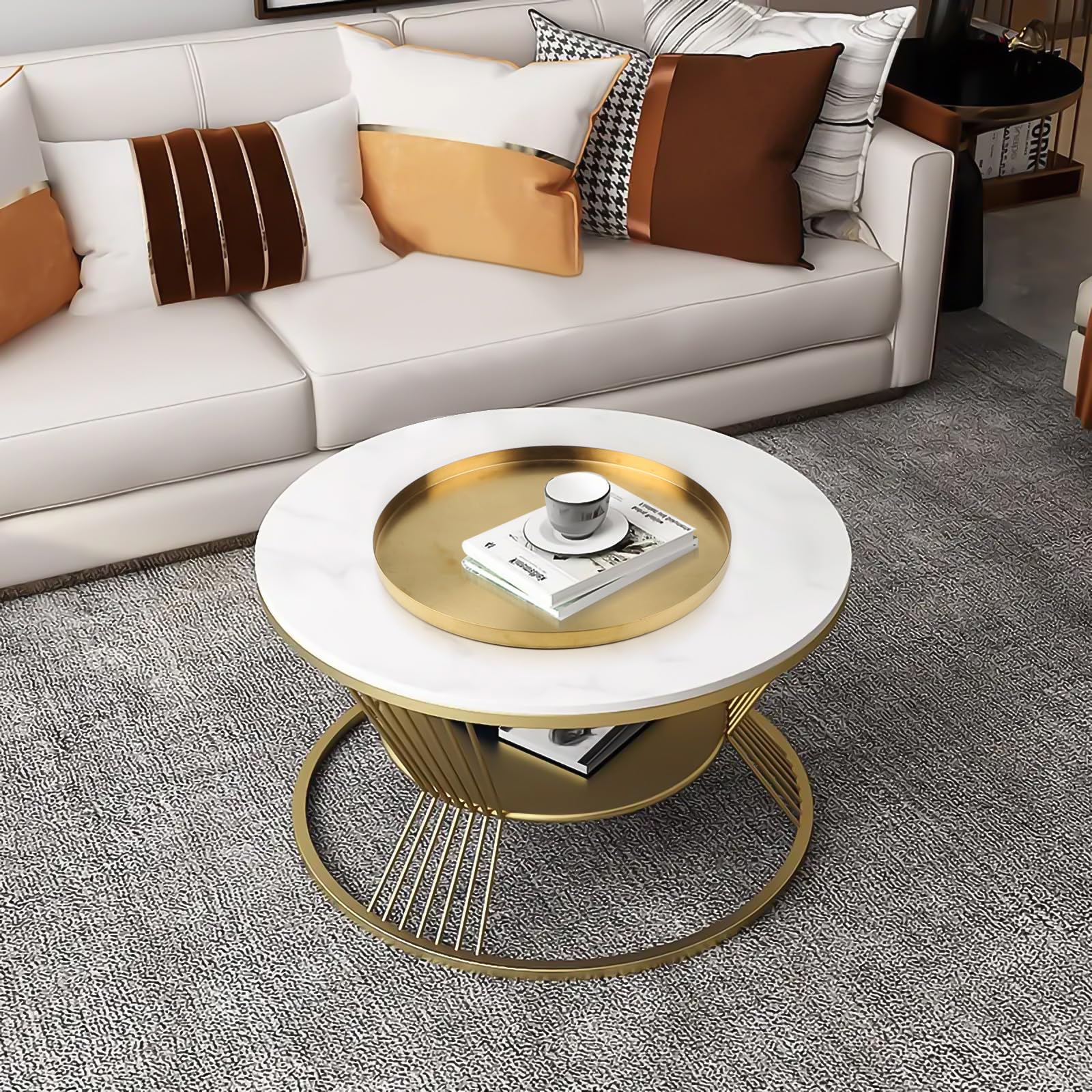 IVAILEX Plateau rond en acier inoxydable - Plateau décoratif - Organisateur pour bijoux