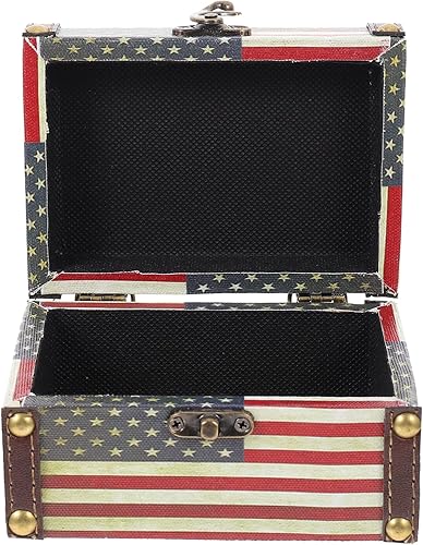 Operitacx Caja de joyería de madera con la bandera de Estados Unidos, caja organizadora de joyas, caja de recuerdo, caja de almacenamiento de