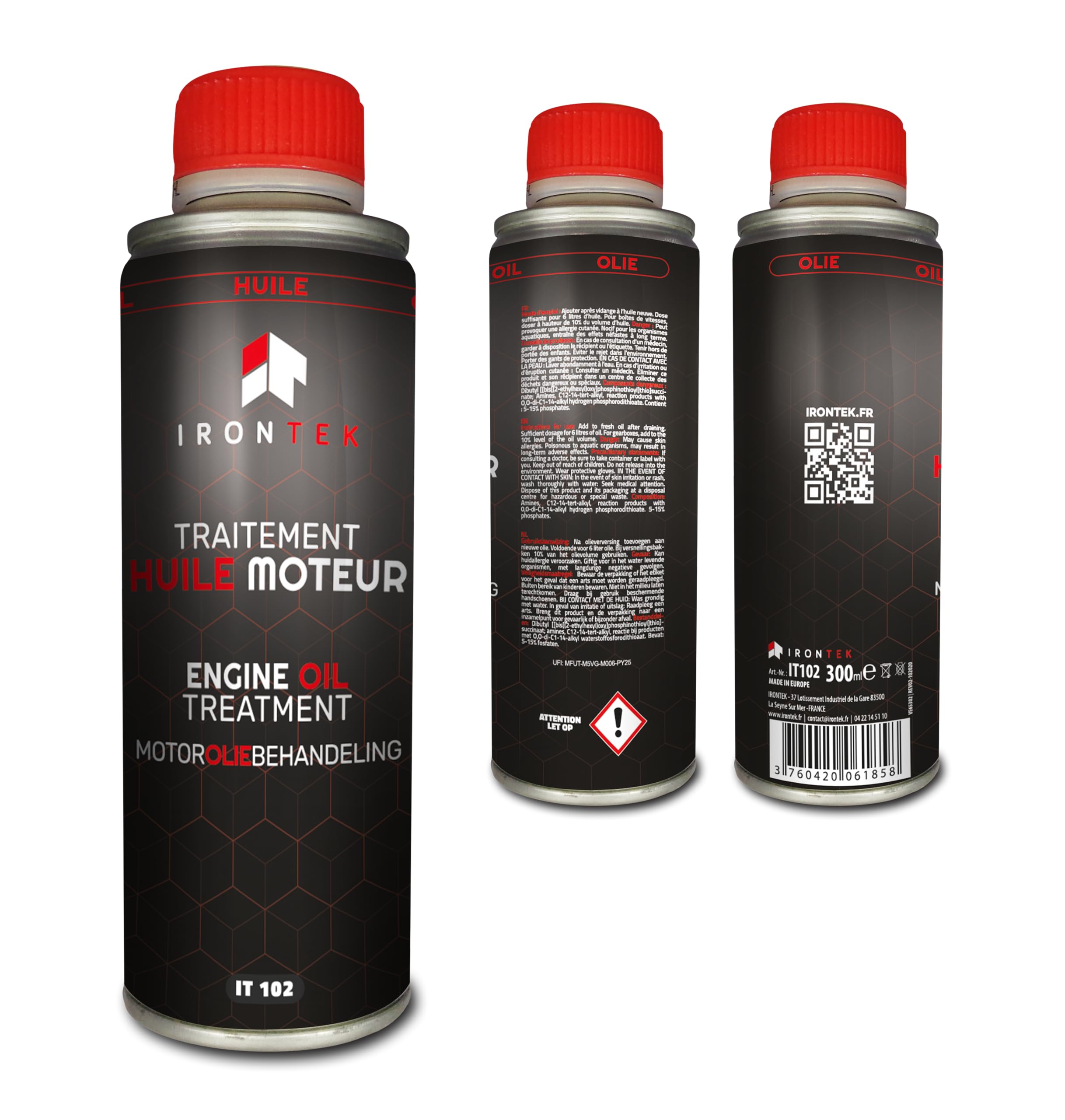 Aditivo Pasar ITV Diésel - IRONTEK - 2x300ml | IT205 | Limpiador Inyectores | Tratamiento Aceite Motor | Reduce Emisiones | Acción 300 km