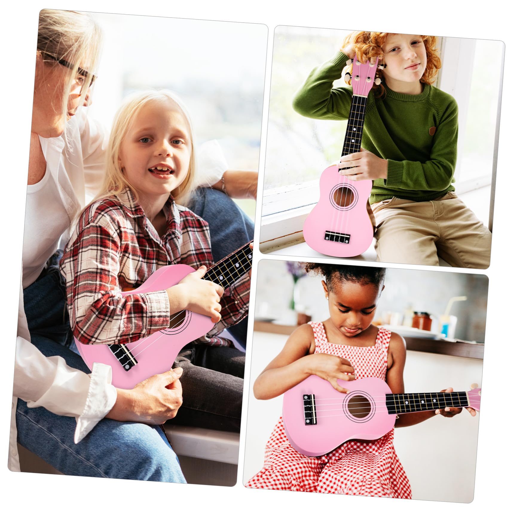 Ukulele Soprano Rosa per Adulti Completo con Borsa Porta Ukulele Corda di Ricambio e Plettro Strumento Musicale Hawaiano Facile da Suonare per Principianti
