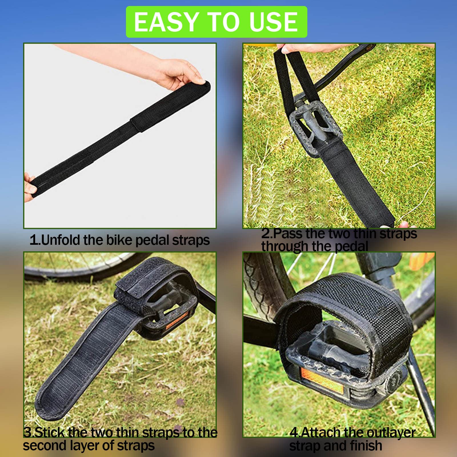 Restrap Diagonal Pedal Straps For Bikes - Red, Handmade In UK, Fits Standard Pedals - View #6