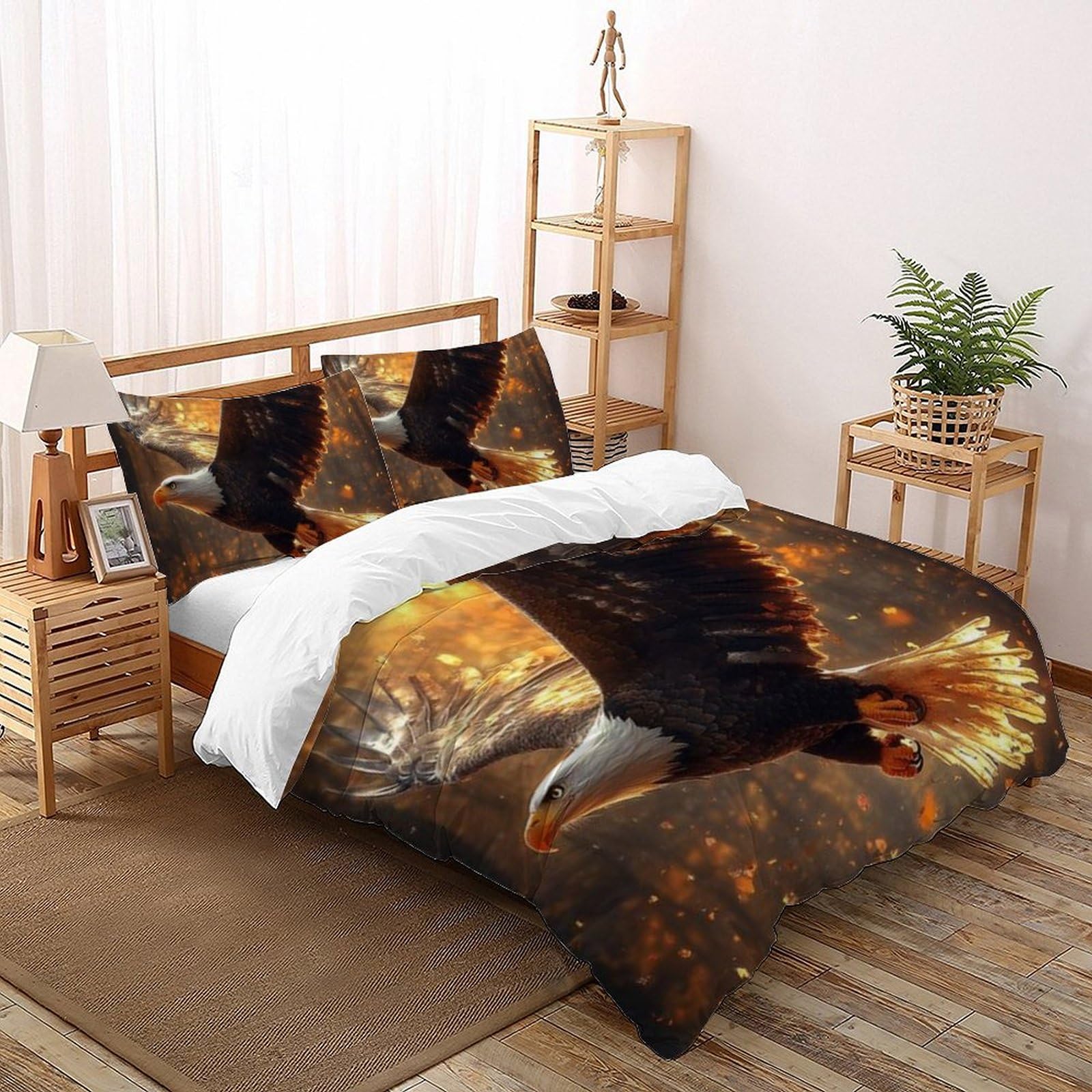Housse de couette King motif animaux en microfibre avec 2 taies d'oreiller