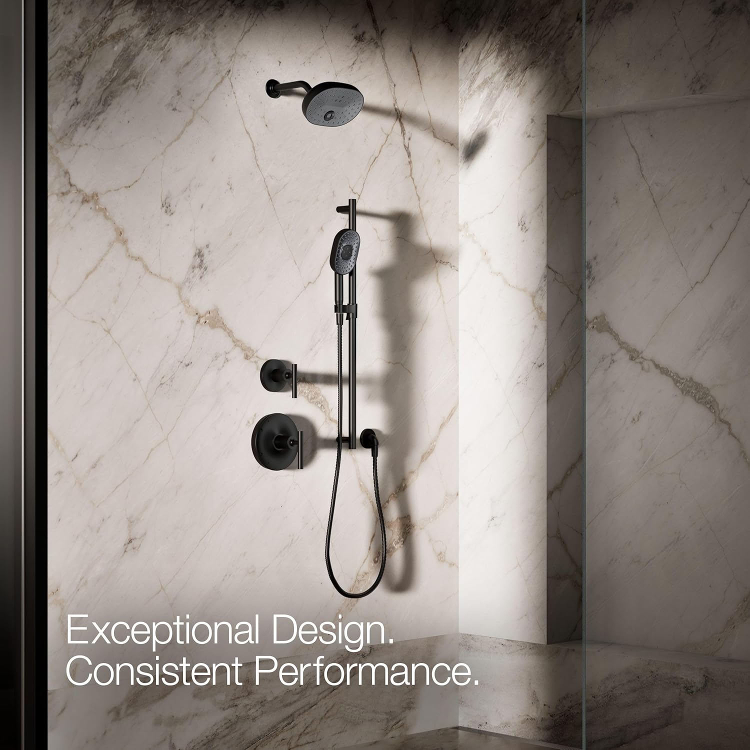 Kohler 26284-G-BL Statement® Oblong three-function handshower, 1.75 gpm, Matte Black