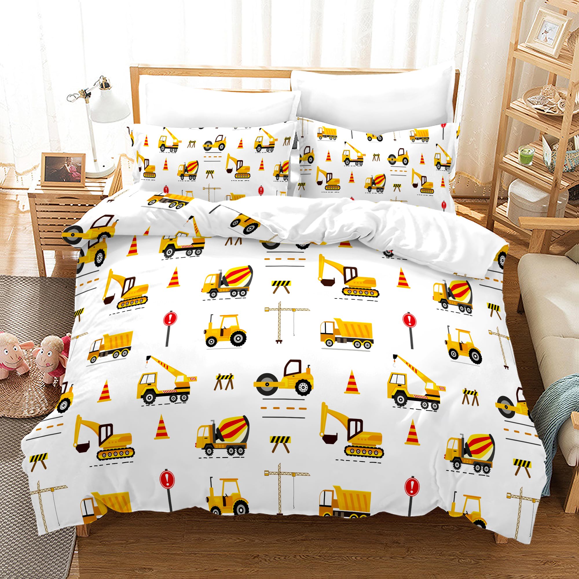 Housse de couette tracteur pour chambre d'enfant sur le thème des véhicules