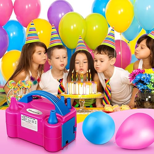 Miniatura 7 de FLSEPAMB Bomba de globo, bomba eléctrica de globo, boquilla doble portátil, bomba de aire eléctrica para globos, 110 V 600 W, inflador eléctrico de