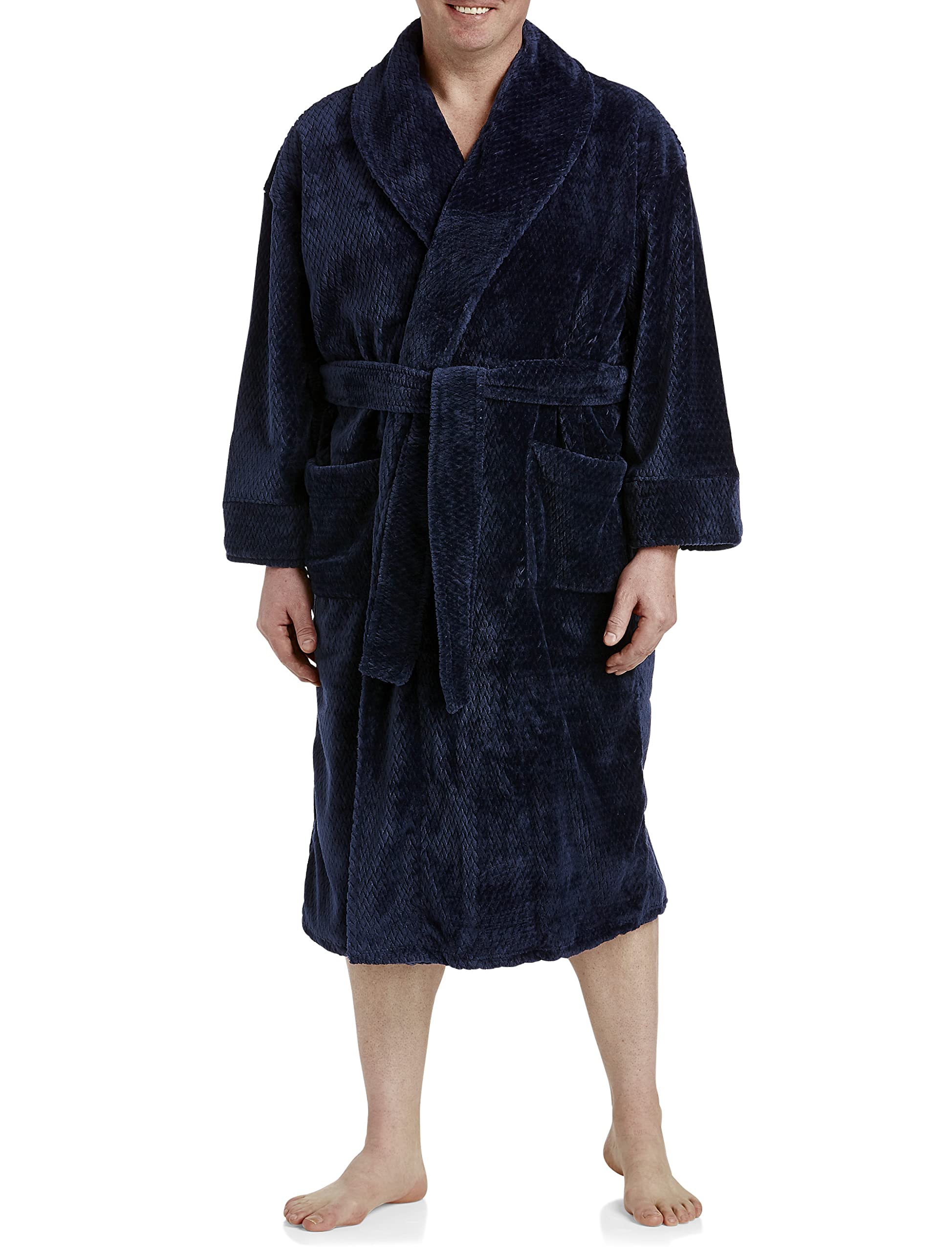 Harbor Bay by DXL Men's Big and Tall Fleece Robe Navy