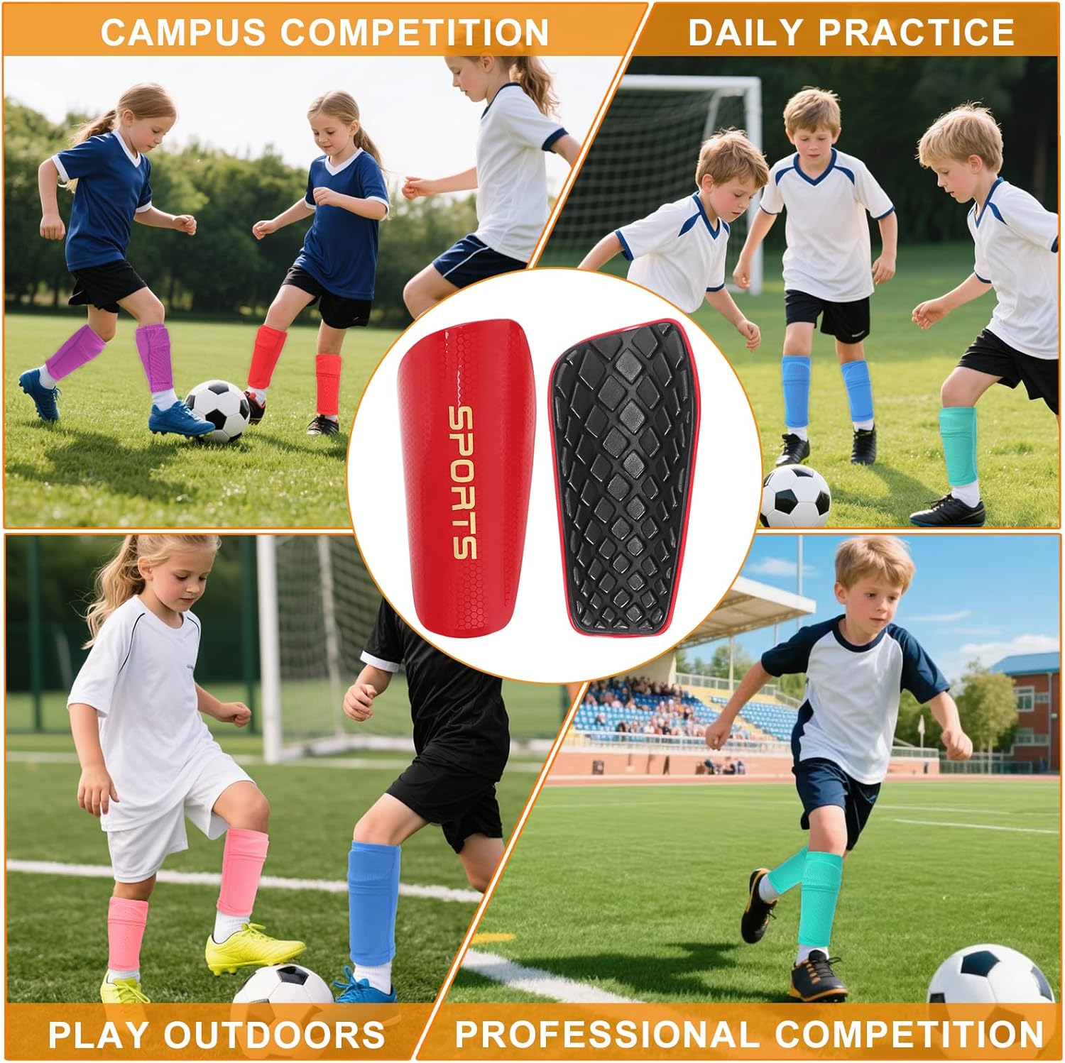 Shin Guards Soccer Kids 2025 Version High-Density Foam Soccer Shin Guard with Sleeves Shin Protective Pads for Kids Daily Practice School Competitions Outdoor Play - Image 6