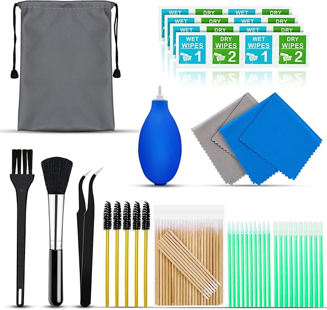 Cleaning Kit for Airpod, Phone Cleaner Kit with Screen Wipes and Swabs, Cleaning Kit with Microfibre Cloth Compatible iphone, Cleaning for MacBook Earbud Laptop Charging Port, Electronic Cleaner brush