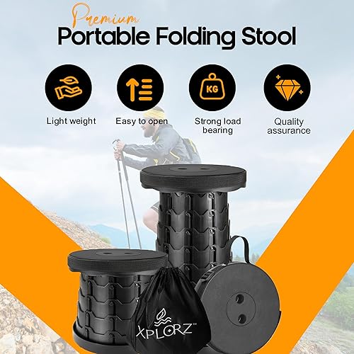 Miniatura 3 de Taburete plegable portátil mejorado con cojín de asiento y bolsa de nailon, taburete ajustable con capacidad de carga de 350 libras, taburete