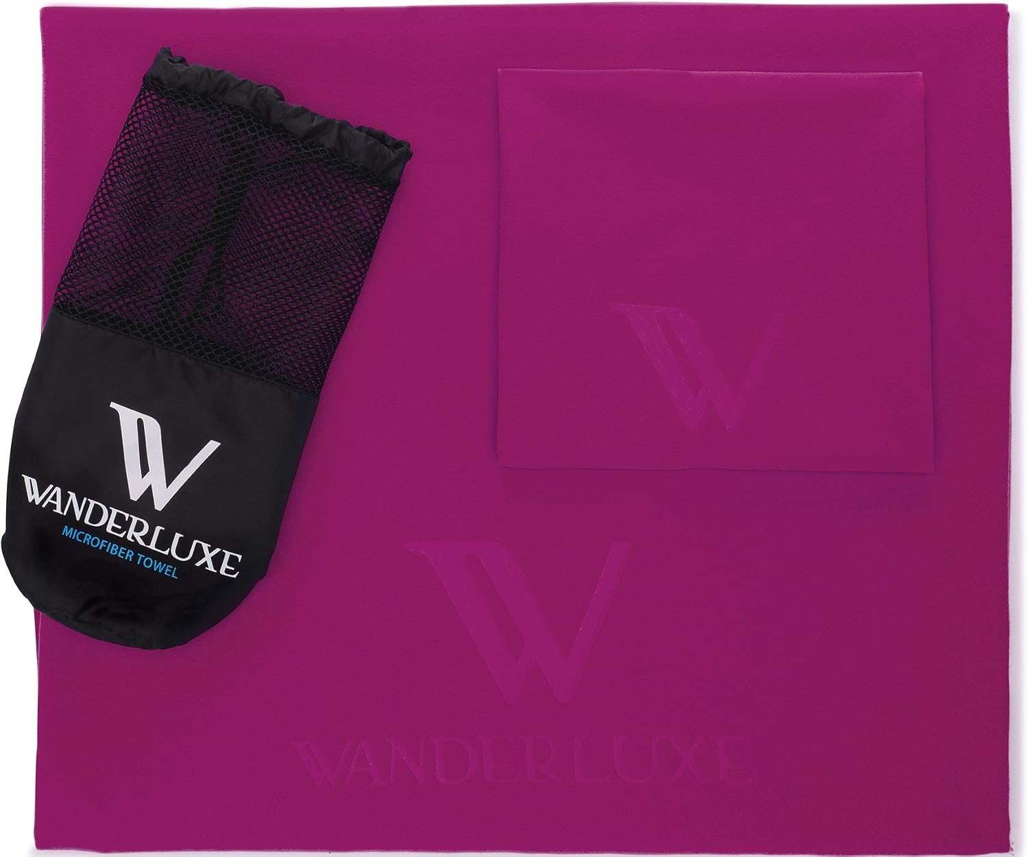 Wanderluxe Microfiber Travel Towel XL/Swimming Towel Set | Super Absorbent and Fast Drying | Bath Towel (60" X 28") with Hand Towel & Storage Bag! Perfect for Beach, Gym, Camping, Yoga
