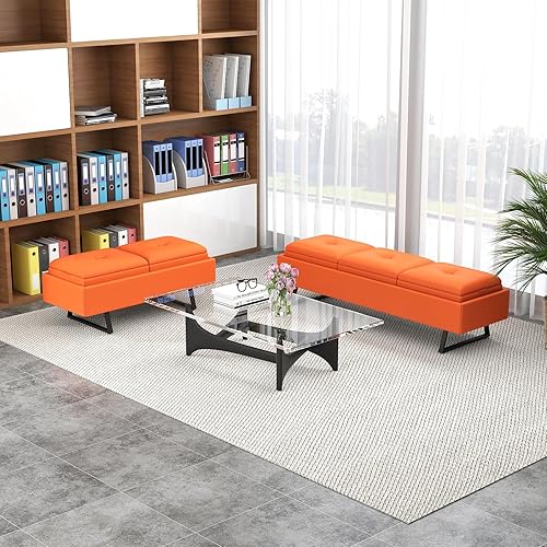 Miniatura 2 de kinbor Sillas de sala de espera, silla de invitados de oficina de piel sintética, banco de recepción tapizado de 5 asientos, muebles de vestíbulo