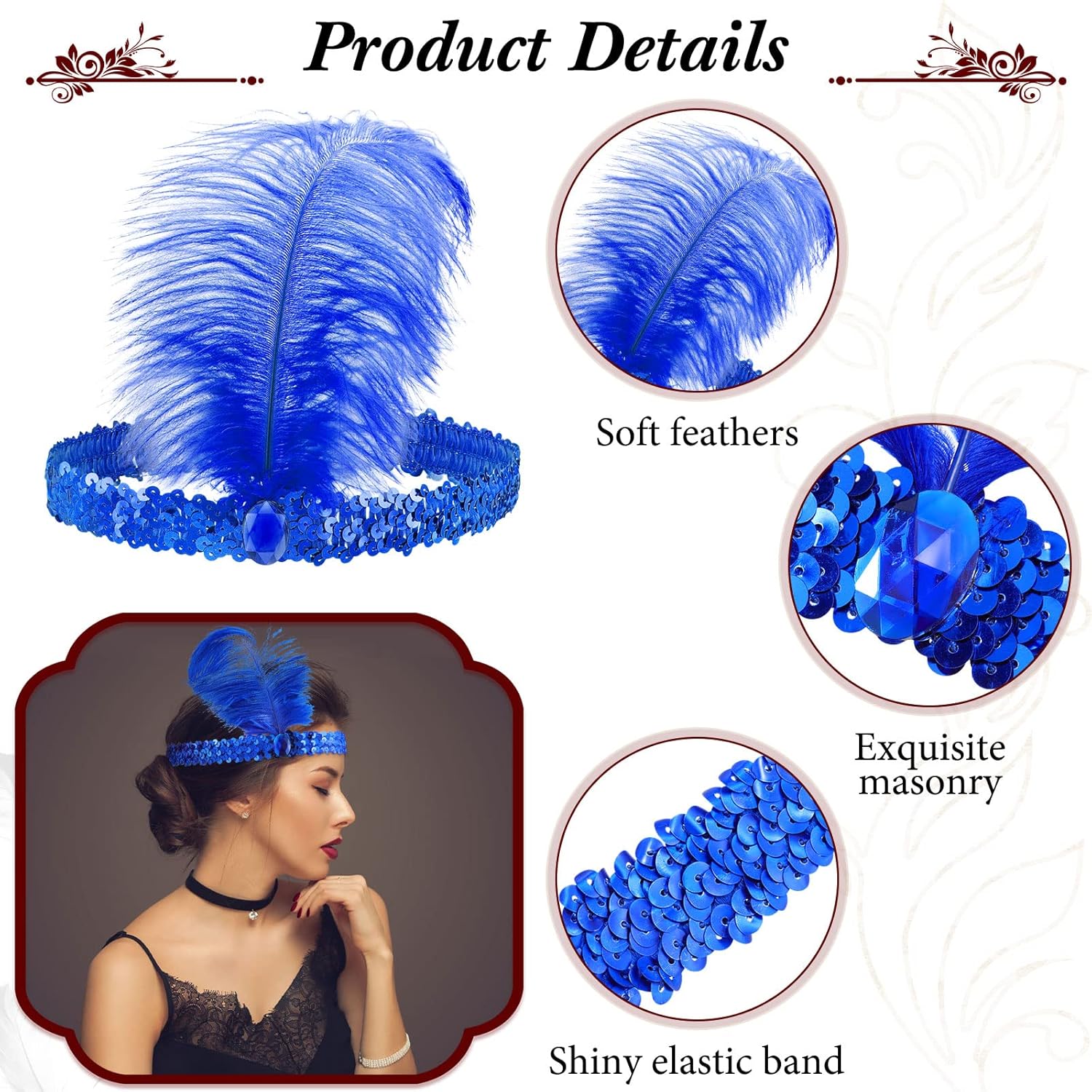 Jexine 30 Pcs 1920s Flapper Headband Bulk for Women Roaring 20s Hair Costume Flapper Headpiece (Colorful) - Image 3