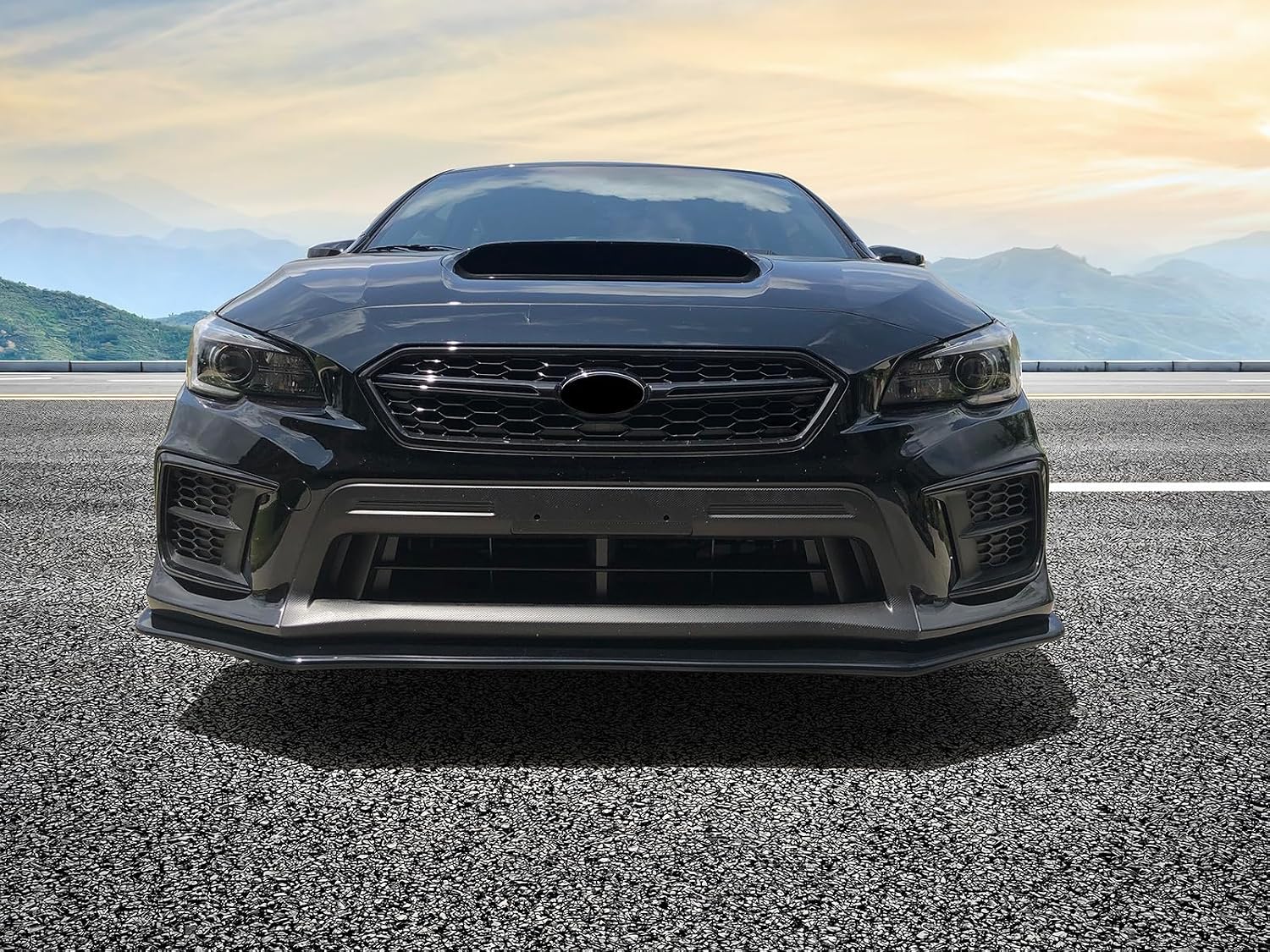 Pre-Painted Front Bumper Lip Compatible with 2015-2021 Subaru WRX STI, Factory Style Glossy Black PP Front Lip Finisher Under Chin Spoiler Add On Available by IKON MOTORSPORTS, 2016 2017