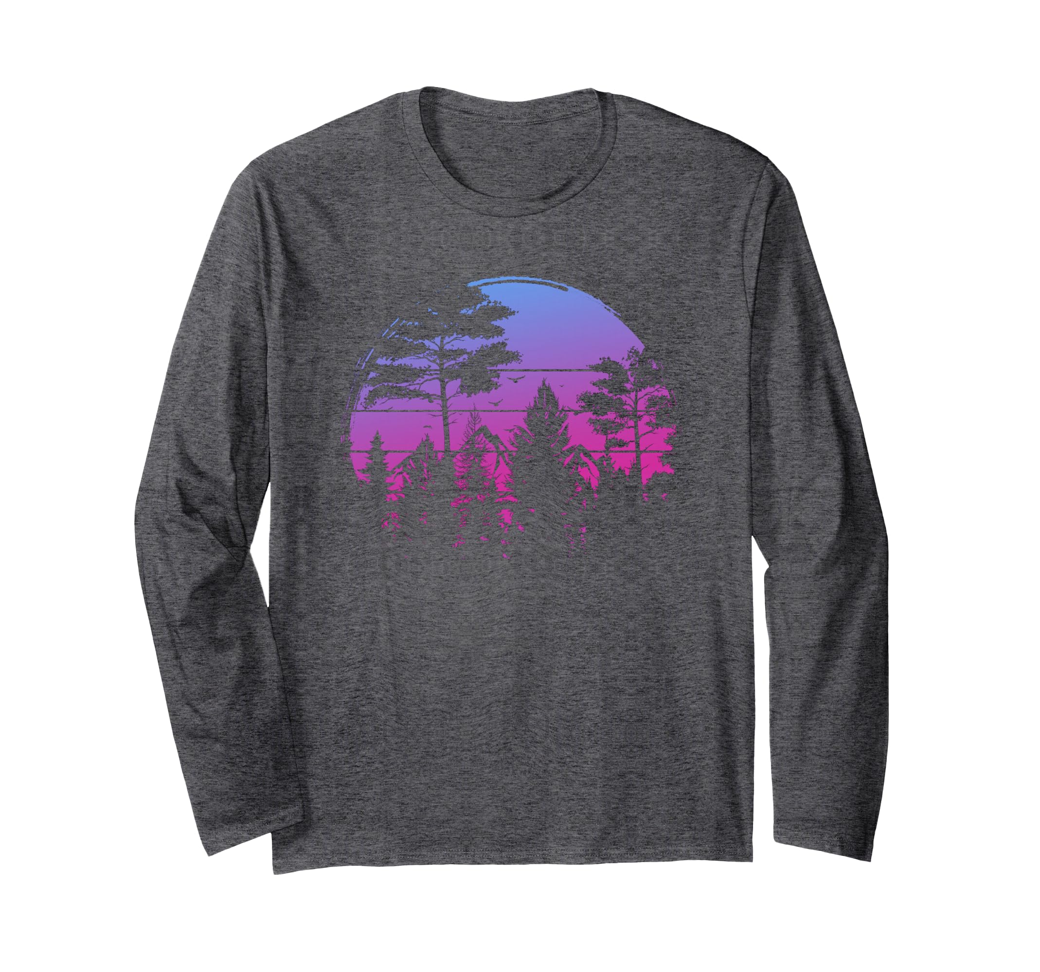 wildlife trees outdoors nature retro forest vintage Long Sleeve T-Shirt