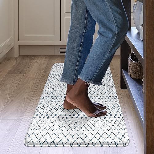 Vista 657 de KIMODE - Juego de 2 tapetes de cocina bohemios, antifatiga, antideslizantes, impermeables, ergonómicos, acolchados, cómodos, para lavandería, Caqui