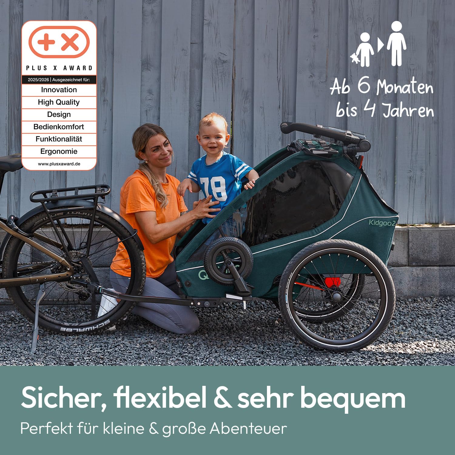 Qeridoo Kidgoo 2 | Fahrradanhänger 2 Kinder | Mit Federung & 3-in-1 Verdeck | Fahrrad Anhänger für Zwei | Komfortabel & Sicher | Hochwertiger Kinderfahrradanhänger & Jogger Kinderwagen