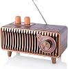 CYBORIS Retro Bluetooth Speaker With FM Radio,Walnut Wood Vintage Portable Speakers,wireless speakers with bluetooth 20W,Support USB-C DiskTF CardAux Player,Retro soundcore for Home GiftDecor